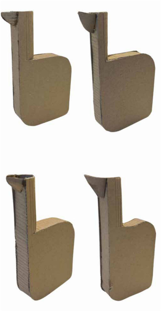 Four card models testing body and neck proportions
