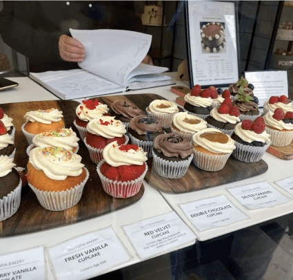 Glutopia cupcakes on display