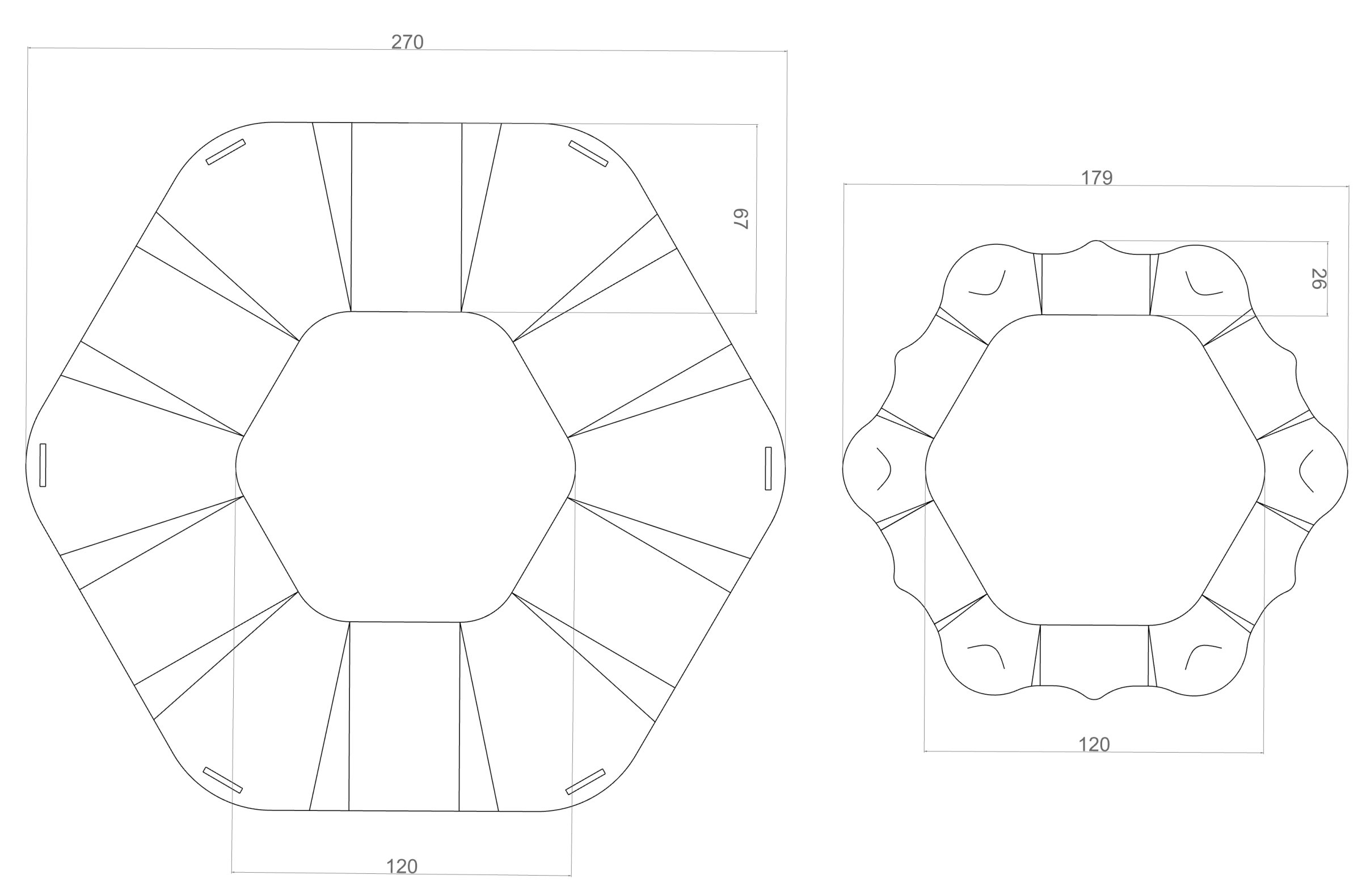 Dimensioned dielines for the bowl and lid